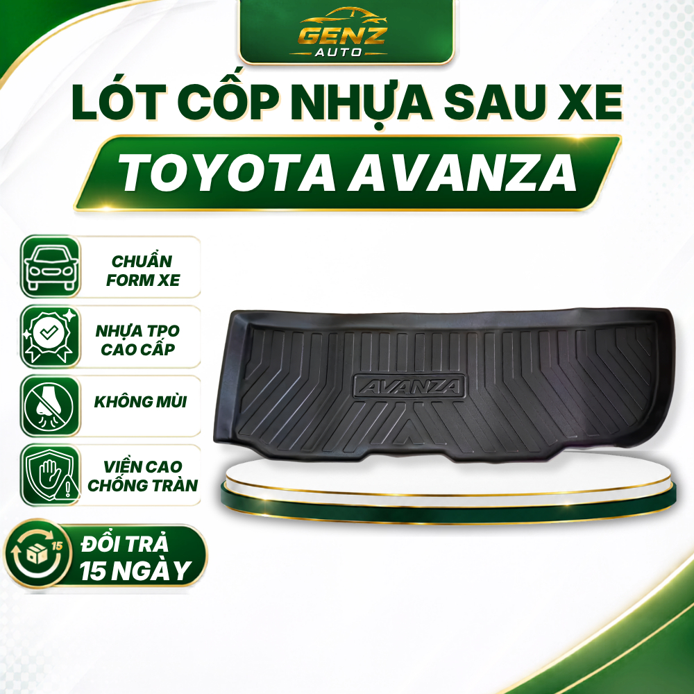 Lót cốp Toyota Avanza 2018 - Nay - Nhựa dẻo TPO Không mùi, Chuẩn khít form xe, Chống thấm nước