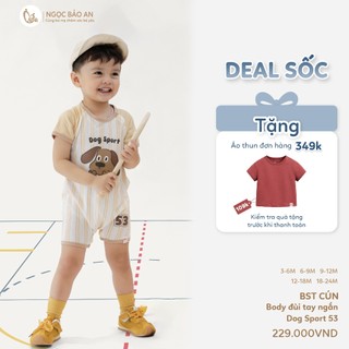 NBAN (3M-24M) Bộ body bé trai Cún, body đùi cotton mềm mát nút bấm đáy dễ thay tã-CUN