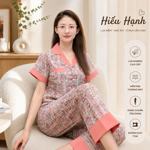 Đồ Bộ Pyjama Lụa Mango Tay Ngắn Quần Dài Size từ 48 đến 78kg