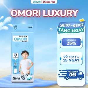 Tã/ Bỉm Quần OMORI LUXURY Siêu Mềm Mại Khô Thoáng Tinh chất hoa Nhung Tuyết M50/L46/XL42/XXL40/XXXL38 Cho Bé Từ 6 - 20kg
