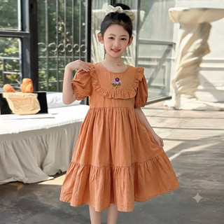 Váy Bé Gái Thiết Kế phong cách Hàn Quốc thêu hoa siêu XINH chất thô mềm xịn - Đầm mùa hè dáng xòe công chúa