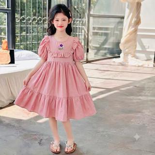 Váy Bé Gái Thiết Kế phong cách Hàn Quốc thêu hoa siêu XINH chất thô mềm xịn - Đầm mùa hè dáng xòe công chúa