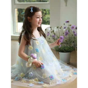 Đầm Bé Gái Voan Hoa 3D Công Chúa Xòe Bồng Váy Tiểu Thư Dịu Dàng Dành Cho Sinh Nhật Thôi Nôi Đi Tiệc