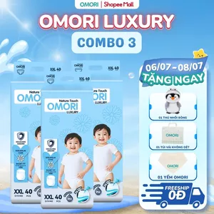 Combo 3 Bịch Tã/Bỉm Quần Omori Luxury Mỏng Nhẹ, Siêu Thấm Hút M50/L46/XL42/XXL40/XXXL38 Cho Bé Từ 6 - 20kg