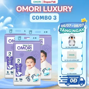 Combo 3 Bịch Tã/ Bỉm Dán OMORI LUXURY Mỏng Nhẹ Thấm Hút size NB62/S56/M52 Cho Bé Từ 3 - 11kg