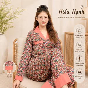 Đồ Bộ Pyjama Tay Dài Quần Dài Lụa Cao Cấp Size 45-78kg Sang Trọng Thoải Mái Chất Liệu Mềm Mịn Không Nhăn