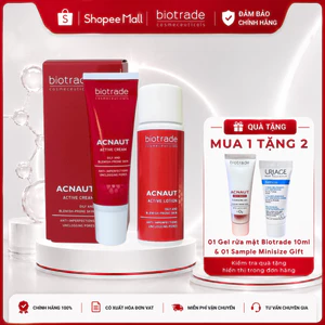Combo Biotrade Acnaut Active Cream 15ml & Lotion 15ml giảm mụn sưng đỏ, mụn bọc, mụn mủ