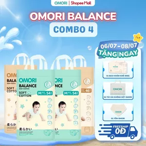 Combo 4 Bịch Tã/Bỉm Dán, Quần OMORI BALANCE Mỏng Nhẹ Thấm Hút Cho Bé