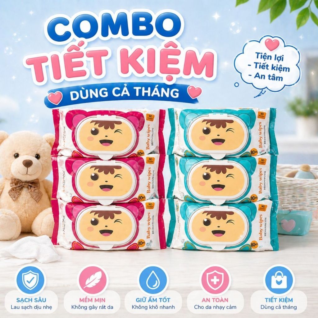 KHĂN GIẤY ƯỚT Baby Wipes SIÊU XỊN, CHẤT LƯỢNG DÀY BẢN TO An Toàn Cho Bé 650gram