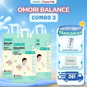 Combo 3 Bịch Tã/ Bỉm Dán OMORI BALANCE Mỏng Nhẹ Thấm Hút size NB62/S56/M52 Cho Bé Từ 3 - 11kg