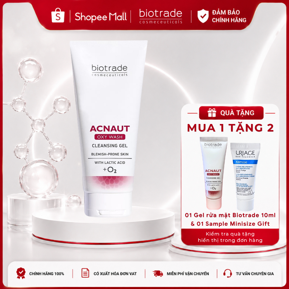 Sữa Rửa Mặt Dạng Gel Dành Cho Da Dầu Mụn Biotrade Acnaut Oxy Wash Cleansing Gel 200ml