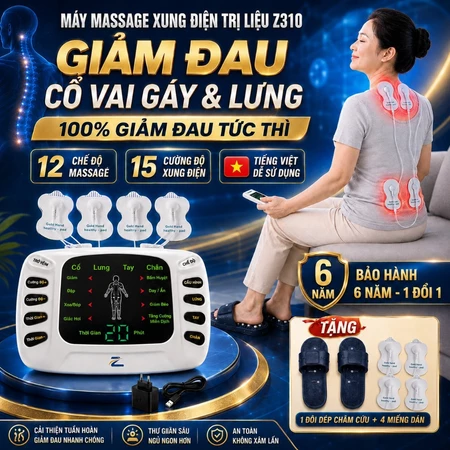 Máy Massage Xung Điện Trị Liệu Z310 Tiếng Việt, Máy Massage Cổ Vai Gáy Lưng Cầm Tay Giảm Đau Tức Thì