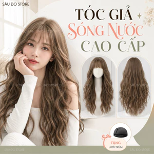 TÓC GIẢ LƯỚI HOA BỘ XOĂN SÓNG DÀI 55-60CM TẶNG LƯỚI TRÙM TÓC THẬT