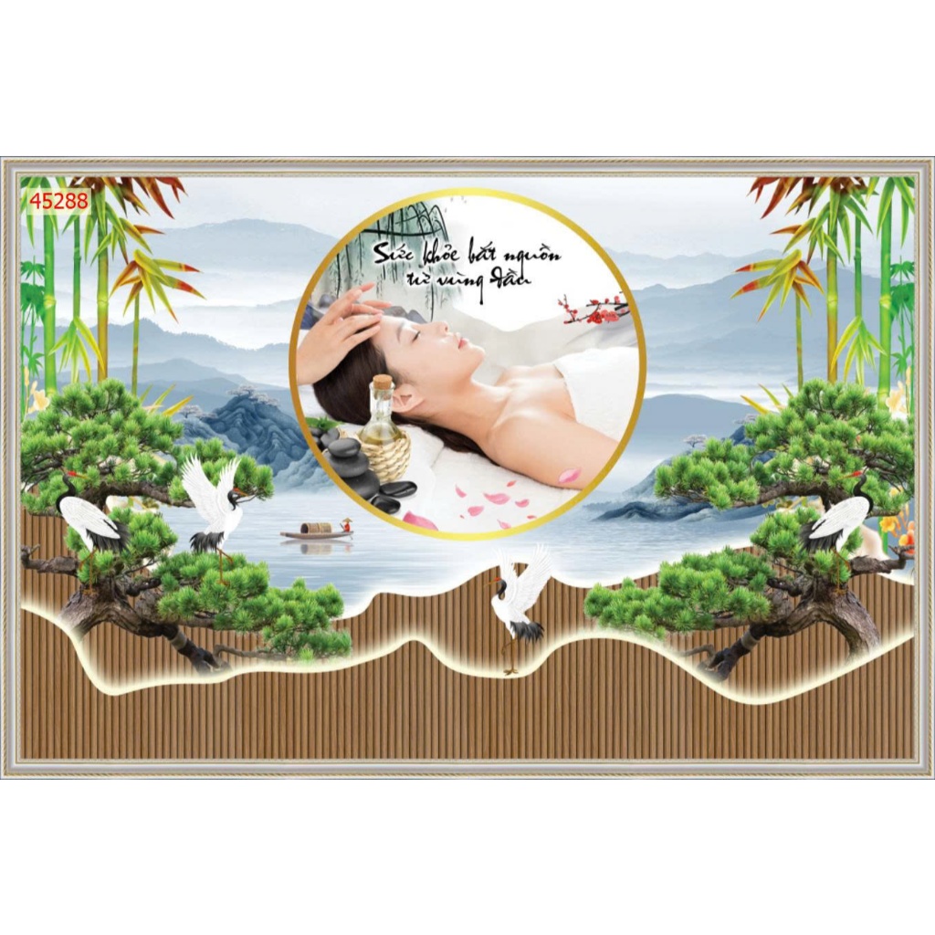 Tranh dán tường 3D SPA DƯỠNG SINH nhiều mẫu chất liệu vải lụa....