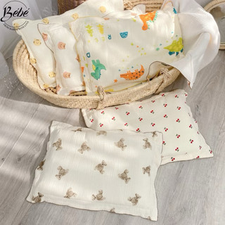 Gối Bông Chất Xô Muslin Thoáng Mát, Ruột Bông Mềm Mại Êm Ái Cho Bé Trên 6 Thán
