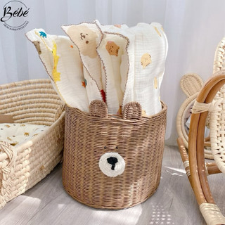 Gối Bông Chất Xô Muslin Thoáng Mát, Ruột Bông Mềm Mại Êm Ái Cho Bé Trên 6 Thán