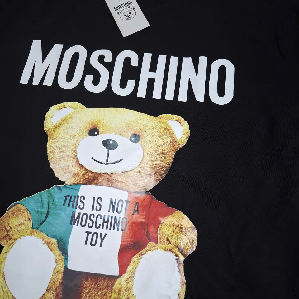 100% Cotton Áo thun unisex mặc được cả nam nữ Moschino Bear Cotton fom rộng oversize