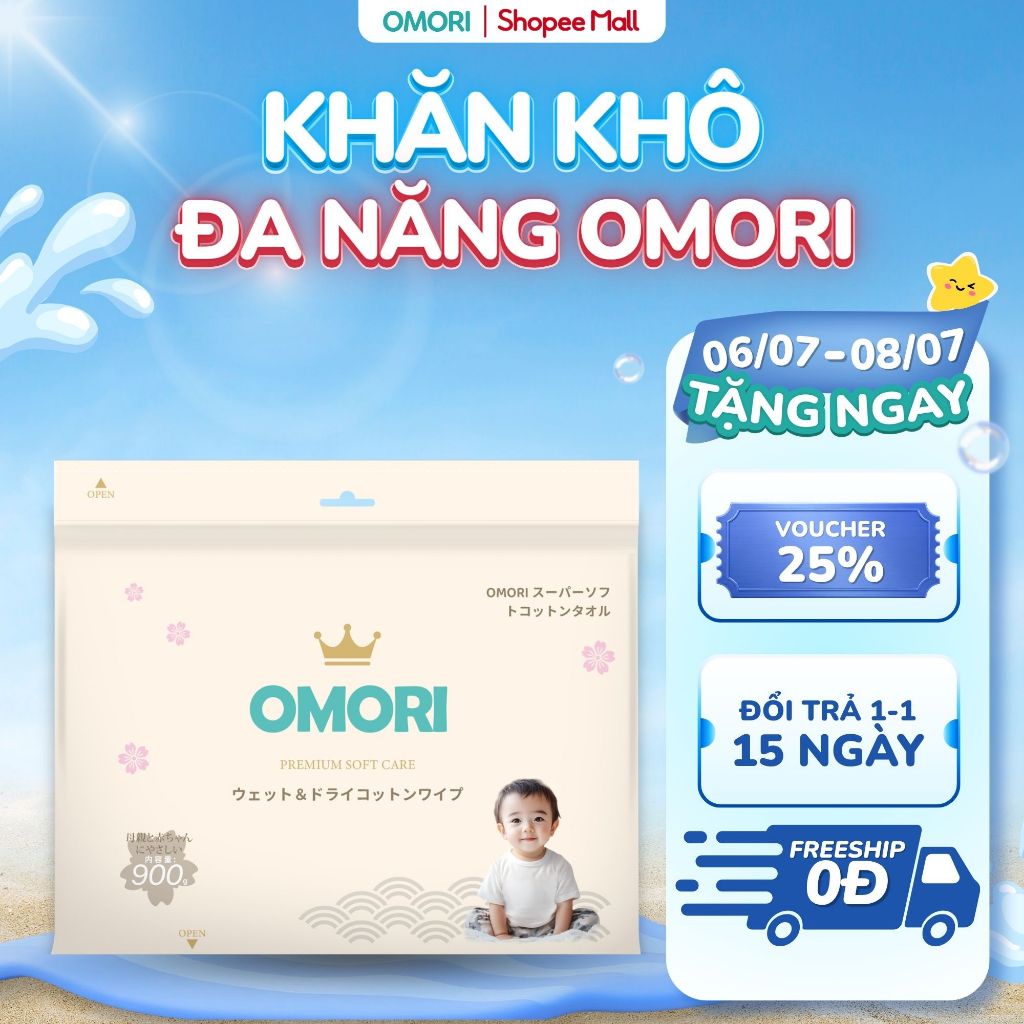 Khăn Vải Khô Đa Năng OMORI An Toàn, Mềm Mại Dành Cho Mẹ và Bé 900g