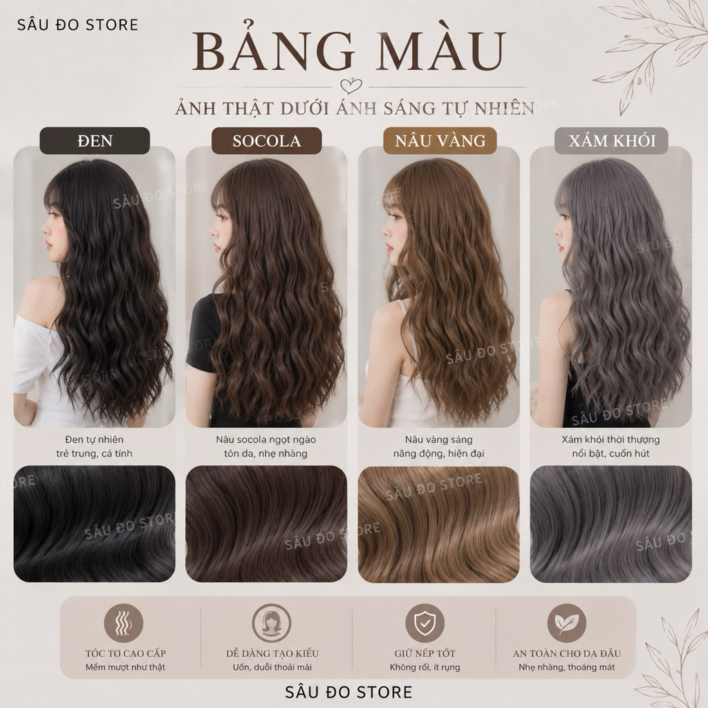 [TÓC NỮ ĐẸP] BỘ SÓNG TRỤC HÀNG CAO CẤP TẶNG LƯỚI TRÙM SÂU ĐO STORE