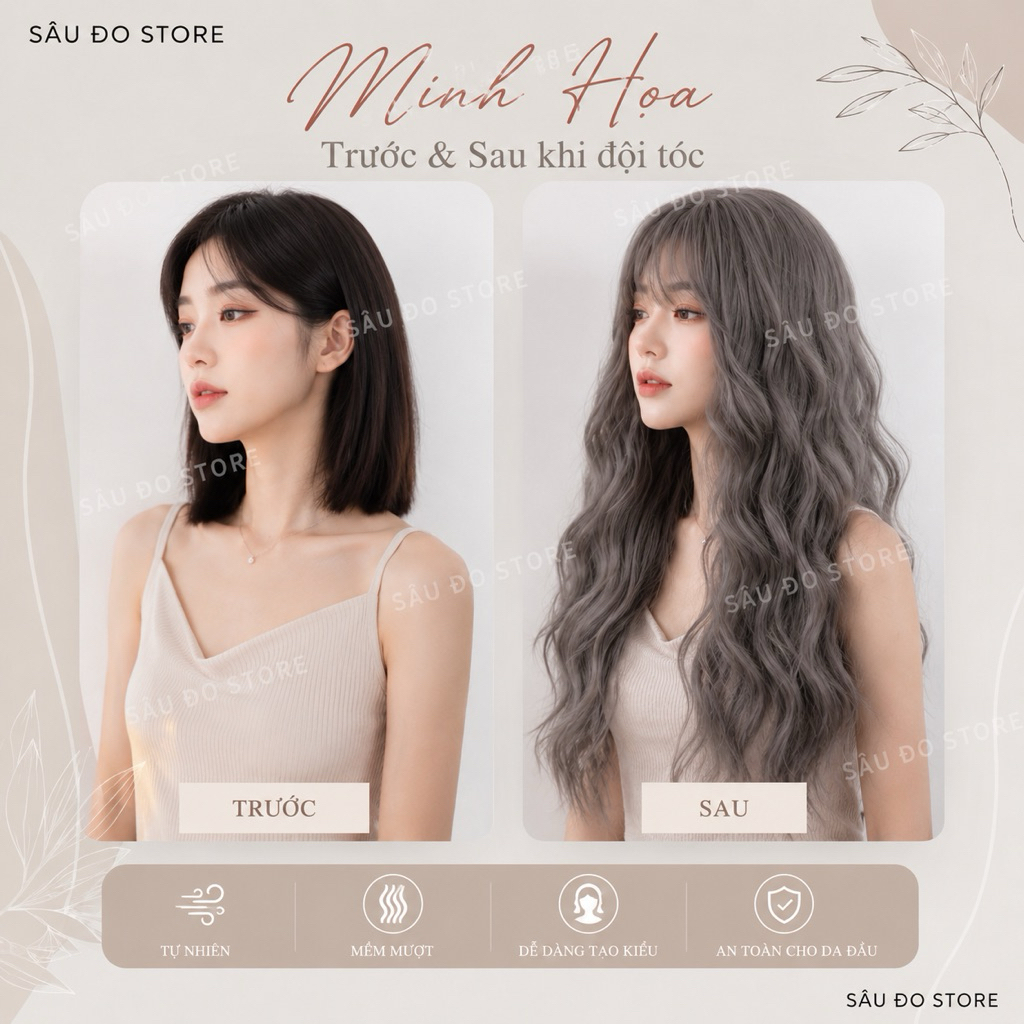 [TÓC NỮ ĐẸP] BỘ SÓNG TRỤC HÀNG CAO CẤP TẶNG LƯỚI TRÙM SÂU ĐO STORE