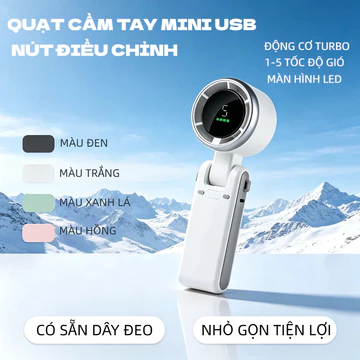 N607 quạt điện cầm tay Quạt mini cầm tay Làm Mát Di Động 5 Tốc Độ 180° , Quạt Gấp Gọn Mini Turbo Cầm Tay Dành