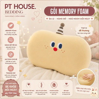 Gối Memory Foam Cao Su Non Thun Lạnh Cao Cấp - Gối Điều Hòa Công Nghệ Đàn Hồi Thêu Hoạt Hình Cho Bé Chống Đau Cổ Vai Gáy