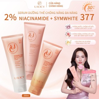 Dưỡng thể chống nắng nâng tone UILICY 200ml SPF30 PA+++ Chống Nắng Làm Trắng Toàn Thân Nâng Tông Tức Thì Nhiều Tông Màu
