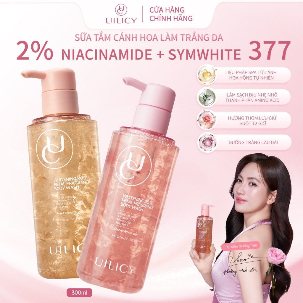 Sữa Tắm Cánh Hoa UILICY Làm Sạch Dịu Nhẹ - 2% Niacinamide Symwhite377 Dưỡng Trắng Nhiều Hương Nước Hoa Pháp