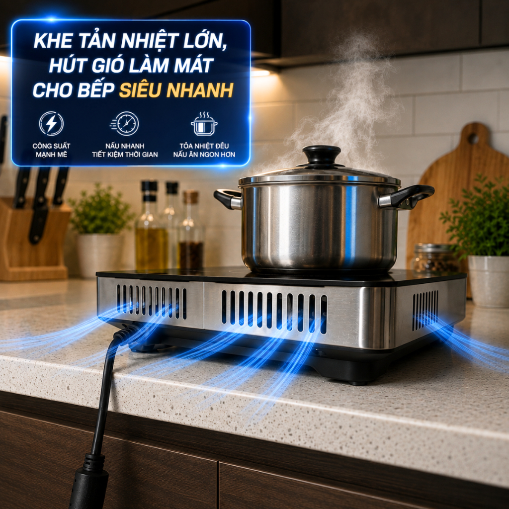 Bếp từ đơn GROPA G2015 chính hãng, bếp điện từ công suất lớn 2200W mặt kính chịu lực nấu cực nhanh