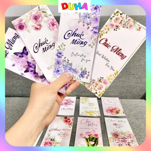 Combo 10 thiệp chúc mừng kèm phong bì các ngày lễ 8/3,20/10, 20/11...KT 21x11cm DUHA 098