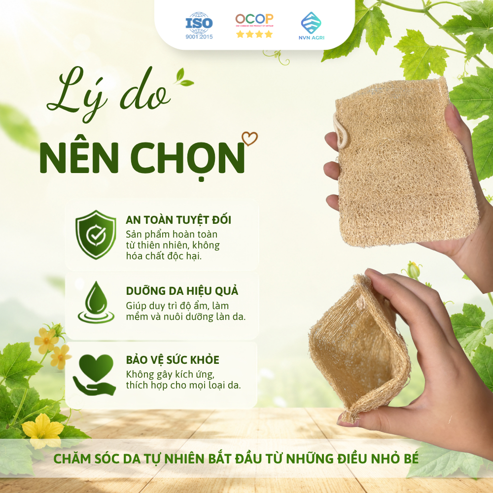 Túi Đựng Xà Bông Xơ Mướp 100% Tự Nhiên Hình Chữ Nhật Tiện Lợi Bảo Quản Xà Phòng