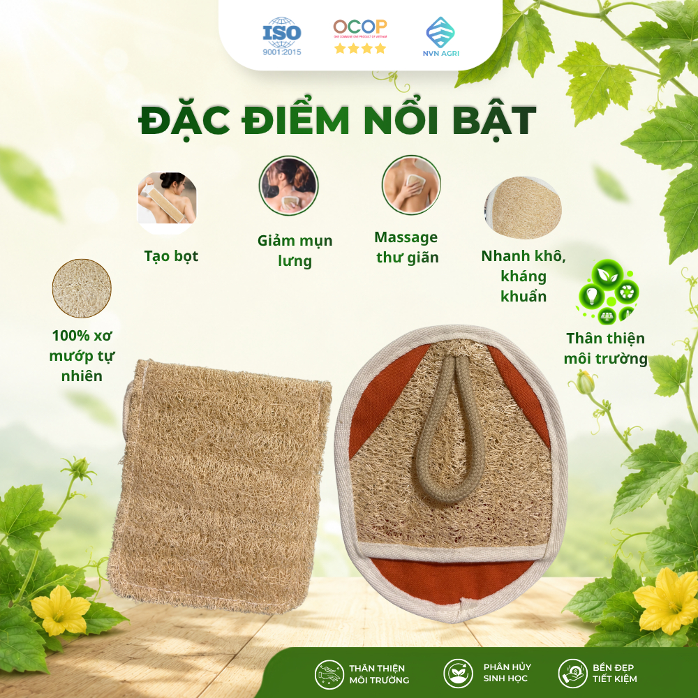 Túi Đựng Xà Bông Xơ Mướp 100% Tự Nhiên Hình Chữ Nhật Tiện Lợi Bảo Quản Xà Phòng