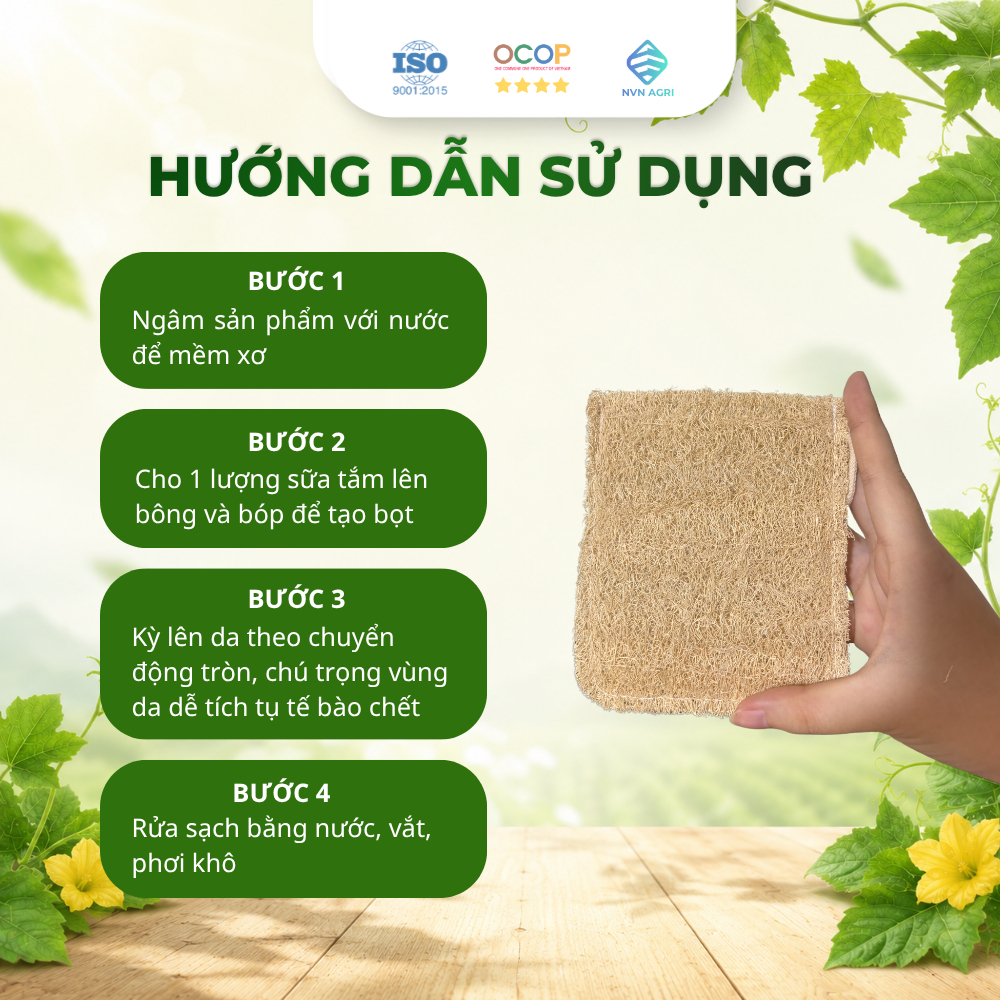 Túi Đựng Xà Bông Xơ Mướp 100% Tự Nhiên Hình Chữ Nhật Tiện Lợi Bảo Quản Xà Phòng