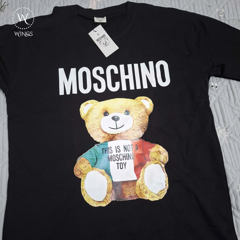 100% Cotton Áo thun unisex mặc được cả nam nữ Moschino Bear Cotton fom rộng oversize