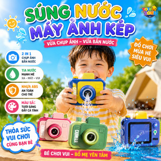 Đồ Chơi Súng Nước Máy Ảnh Cho Bé 2 Mặt Phun Nước - Đồ Chơi Mùa Hè Camera Mini, Bình Xịt Nước Trẻ Em,Quà Tặng Bé