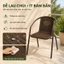 Ghế Sân Vườn Xếp Chồng Tiết Kiệm Chỗ, Lưới Textilene Dễ Lau, Khung Sắt Sơn Tĩnh Điện, Màu Nâu