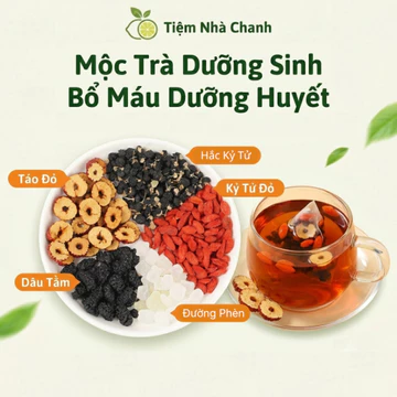Trà Bổ Máu Dưỡng Huyết- Mộc Trà Dưỡng Sinh (Túi Lọc) Trà Hắc Kỷ Tử Kỷ Tử Táo Đỏ Dâu Tằm,Trà Ngủ Ngon, Bồi Bổ Cơ Thể