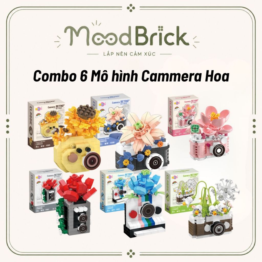 Mô Hình Máy Ảnh Hoa Lắp Ráp Sáng Tạo Trang Trí Bàn Làm Việc Quà Tặng Decor - MoodBrick
