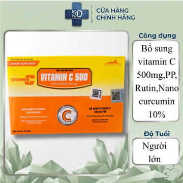 Viên uống Vitamin C 500mg Takarai Bổ sung vitamin c,PP,Rutin,nano curcumin Hộp 100