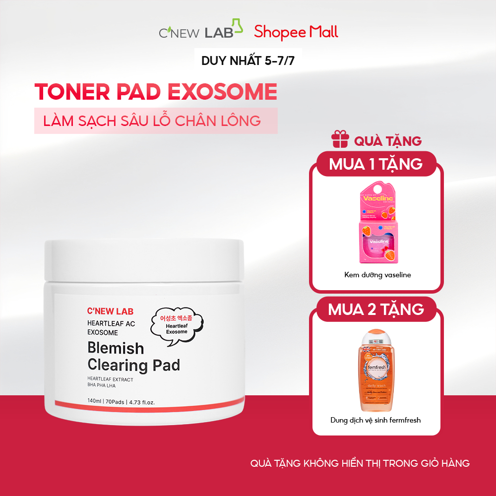 Toner pad Exosome làm sạch da C'New Lab Heartleaf Ac Blemish Clearing Pad (70 miếng/140ml)