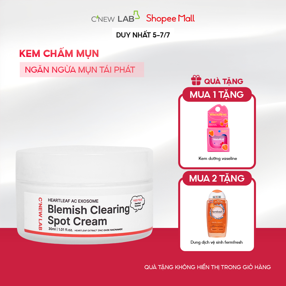 Kem chấm mụn chiết xuất diếp cá C'New Lab Heartleaf Ac Blemish Clearing Spot Cream (30ml)