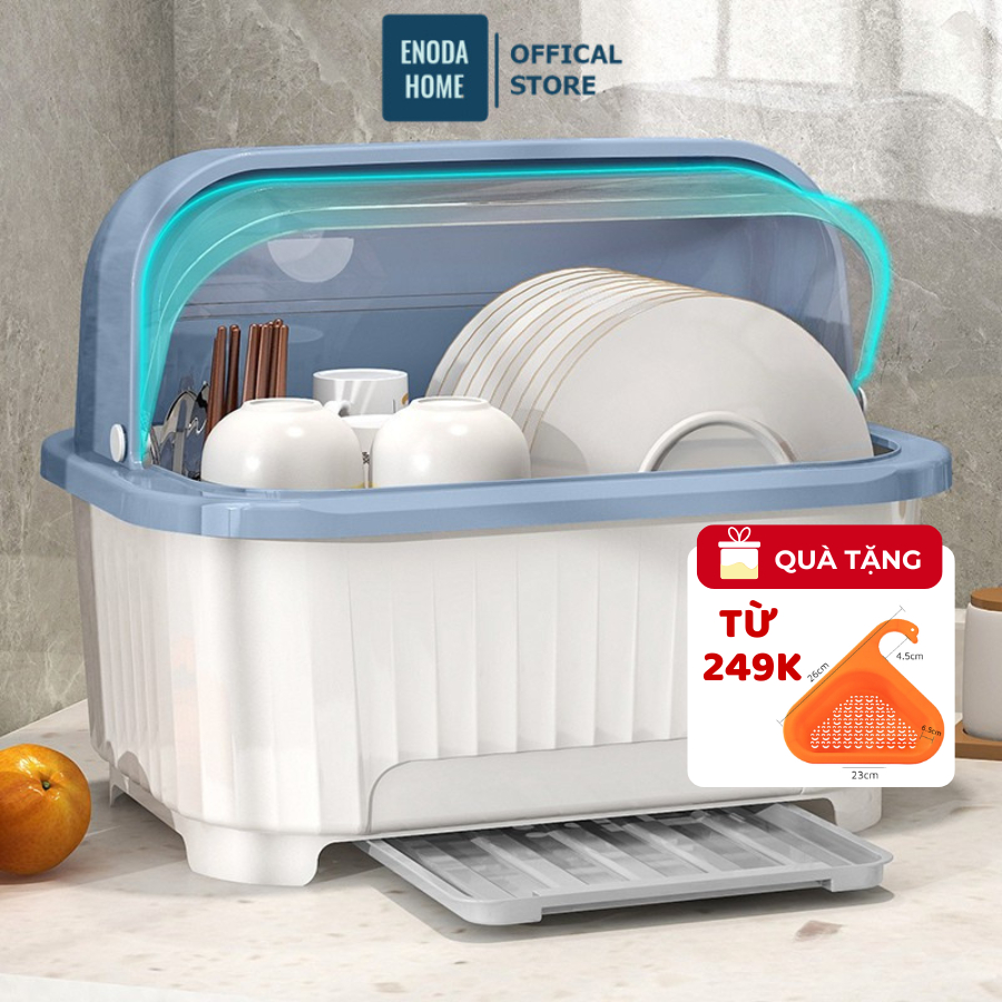 Kệ Úp Bát Đĩa ENODA HOME, Kệ Đựng Bát Đũa, Kệ Có Nắp Chống Bụi Chống Côn Trùng Có Khay Thoát Nước GB030