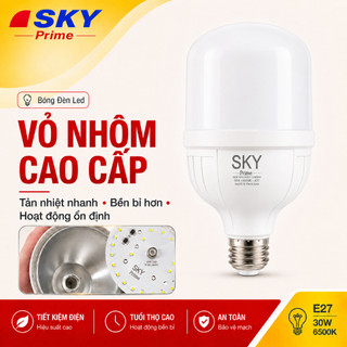 Bóng Đèn Led Trụ SKY Siêu Sáng 60w 50w 40w 30w 20w Tản Nhiệt Nhôm Tiết Kiệm Điện Chống Nước Mua 5 tặng 1