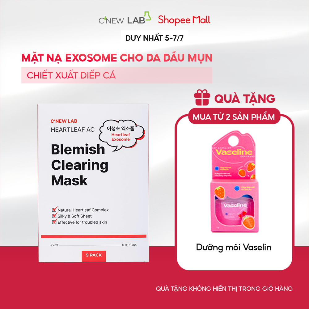 Mặt nạ diếp cá cho da dầu mụn C'NEW LAB hỗ trợ kiểm soát dầu, giảm sưng viêm (Hộp 5 miếng)