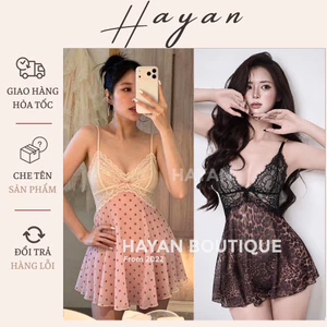 HT257 Váy ngủ sexy 2s xẻ v1 hoa nhí dễ thương, đồ ngủ ren xuyên thấu dáng xoè HT257