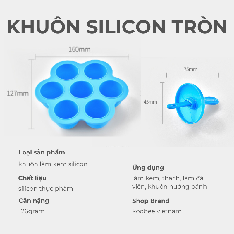 Khuôn Làm Kem Silicone 7 Que Có Nắp KOOBEE Đa Năng Khay Làm Đá, Nướng Bánh Tiện Dụng | 064