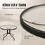 Bàn Tròn Kính Cường Lực Vân Sóng 5mm, Bàn Sân Vườn Ngoài Trời 60/80cm, Khung Sắt Đen