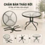 Bàn Tròn Kính Cường Lực Vân Sóng 5mm, Bàn Sân Vườn Ngoài Trời 60/80cm, Khung Sắt Đen