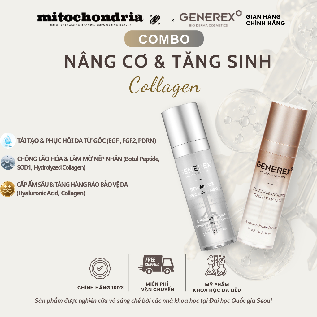 COMBO Nâng cơ & Tăng sinh Collagen Generex Rejuvenation Ampoule (15ml) - LIfting Ampoule (15ml)