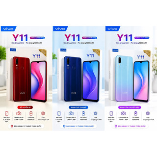 Điện Thoại Vivo Y11 Fullbox 3GB/32GB 6GB/128GB | Pin 5000mAh | Camera Kép AI | Màn Hình 6.35 Inch | Bảo Hành 12 Tháng